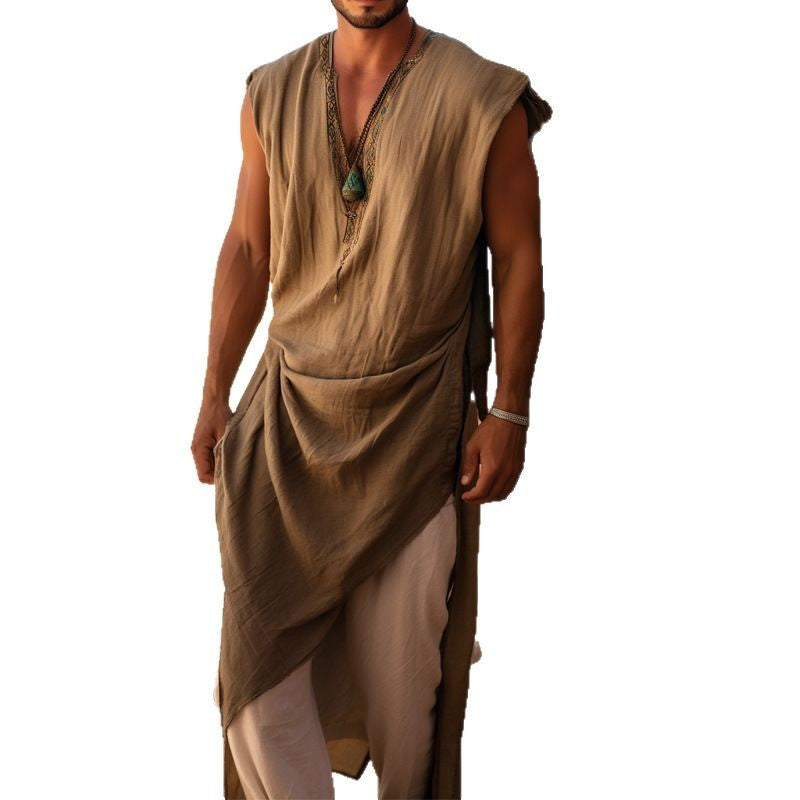 Herren langes Freizeitkleid mit asymmetrischem Schnitt und dekorativem Ausschnitt Echoarchiv