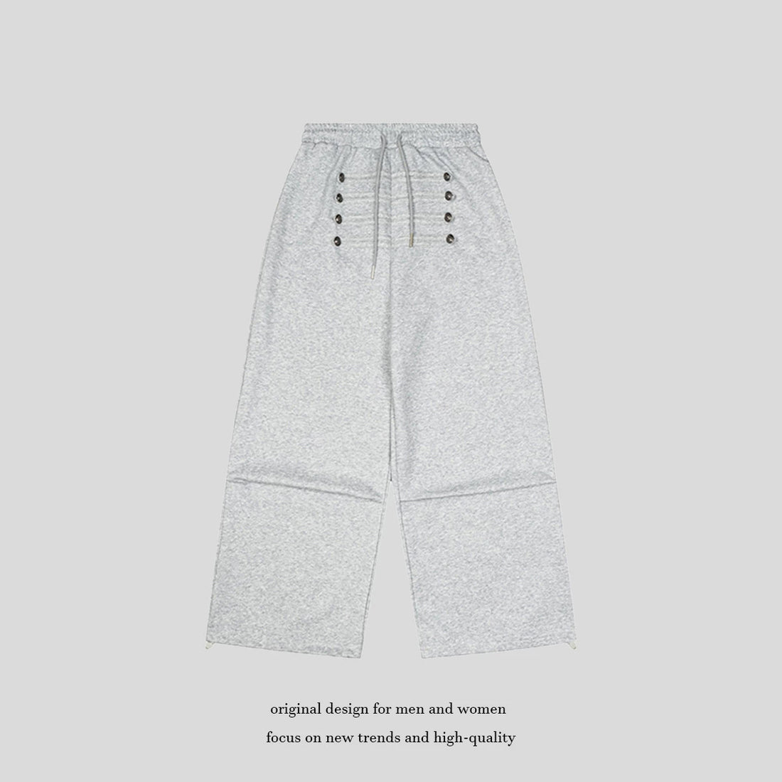 Damen Weite High-Waist Culotte-Hose mit Komfortbund, Kordelzug und Zierknopfleiste Echoarchiv
