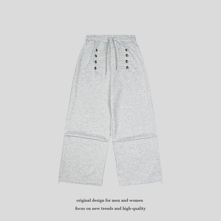 Damen Weite High-Waist Culotte-Hose mit Komfortbund, Kordelzug und Zierknopfleiste Echoarchiv