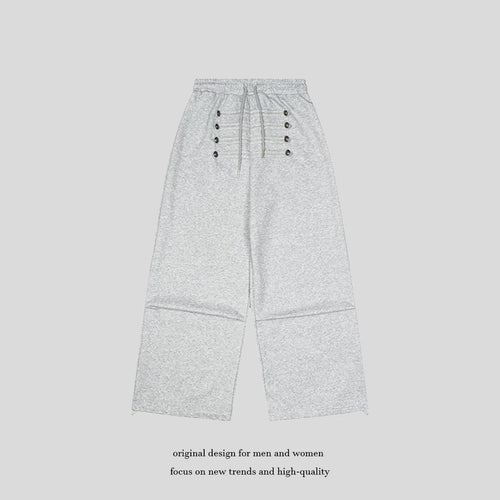Damen Weite High-Waist Culotte-Hose mit Komfortbund, Kordelzug und Zierknopfleiste Echoarchiv