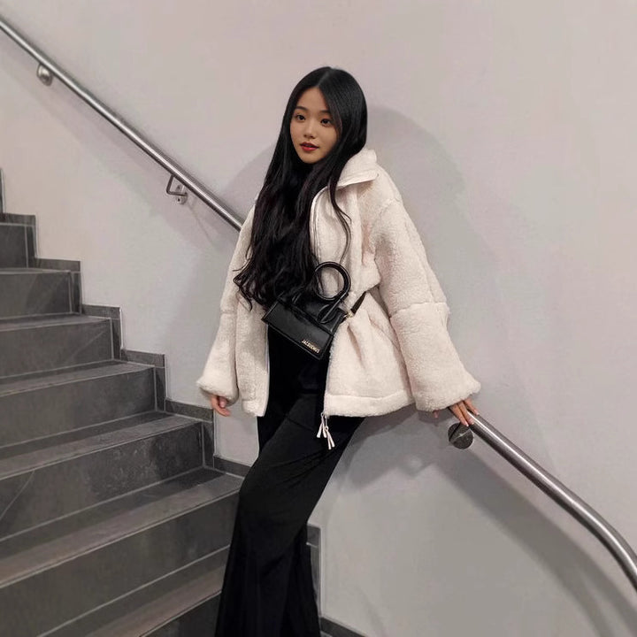 Damen Fleecejacke mit hohem Kragen und Taschen Echoarchiv