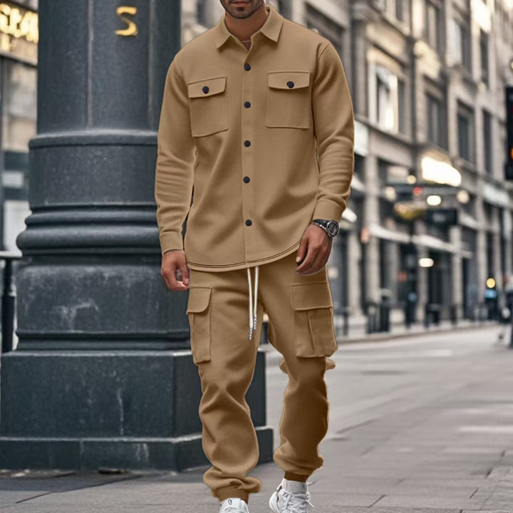 Herren Pflegeleichte und stylische Cargo-Hose mit Knöpfen Echoarchiv