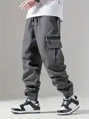 Herren Twill-Cargo-Jogginghose mit Reißverschluss-Beintasche & Tunnelzugbund Echo Archiv