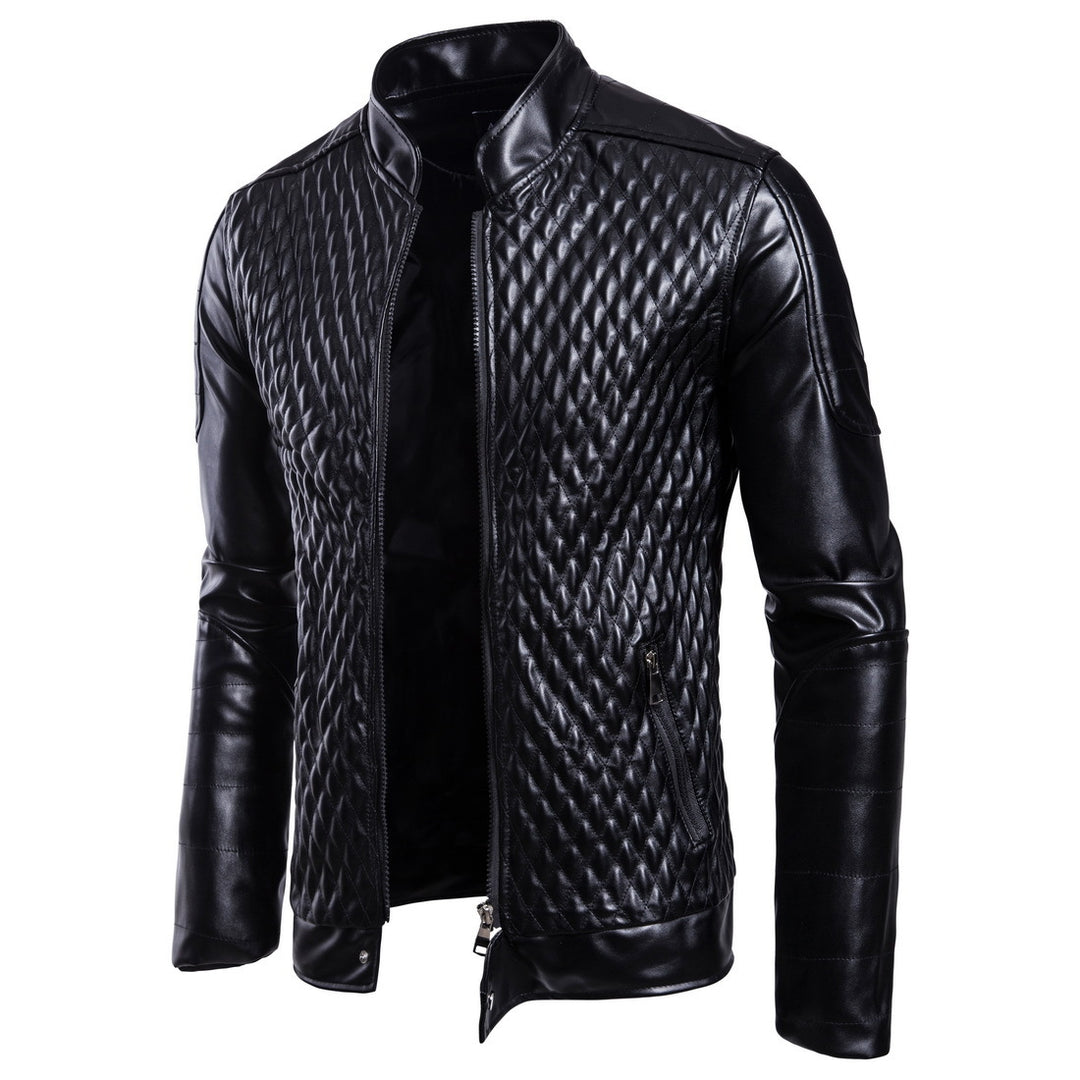 Herren stylische gesteppte Lederjacke Echoarchiv