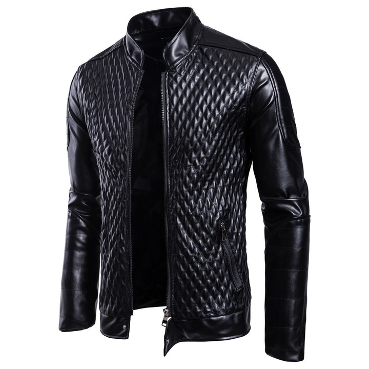 Herren stylische gesteppte Lederjacke Echoarchiv