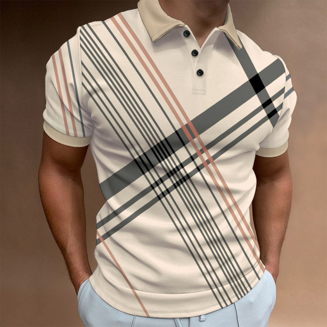 Herren modisches Polohemd mit modernem Karomuster – Cavello