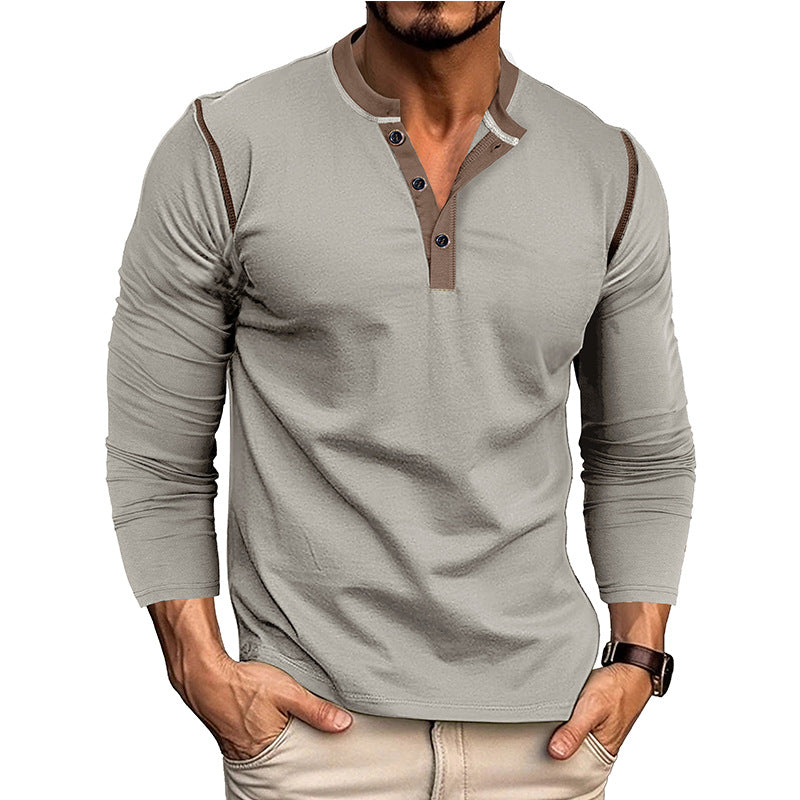 Herren Langarm-Hemd mit modischem Henley-Ausschnitt Echoarchiv