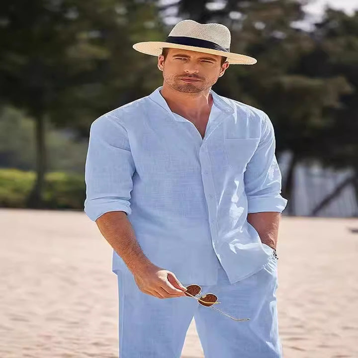 Herren elegantes Langarmhemd mit bequemer Hose Echoarchiv