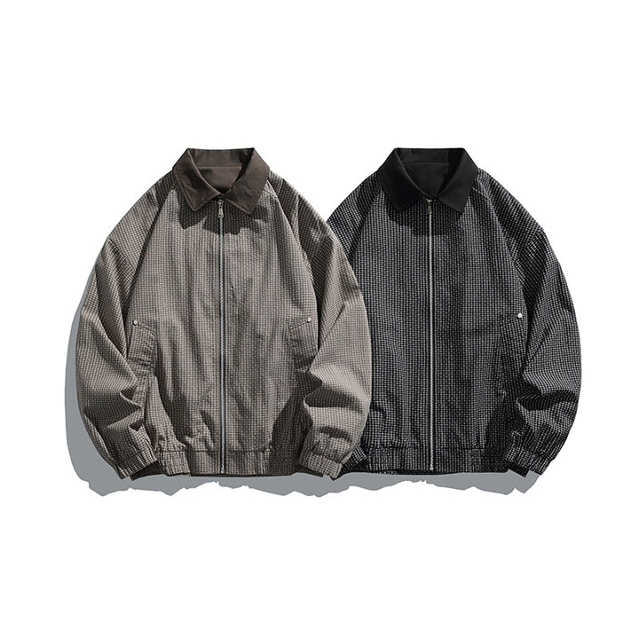 Herren Karierte Oversize-Hemdjacke im Coach-Stil mit Cordkragen Echoarchiv