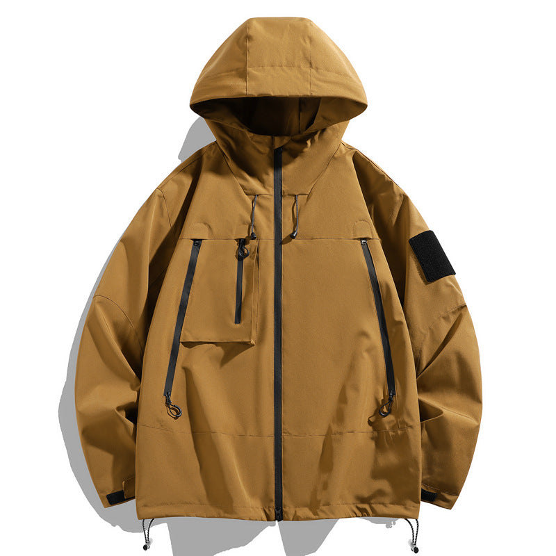 Herren technische Outdoor-Jacke mit verstellbarer Kapuze und multifunktionalen Taschen Echoarchiv