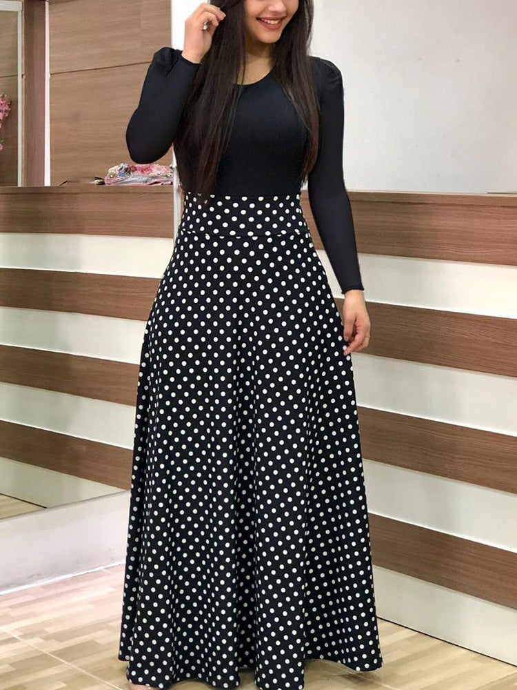 Damen Elegantes Maxikleid mit grafischem Druck und flexiblem Bund Echo Archiv