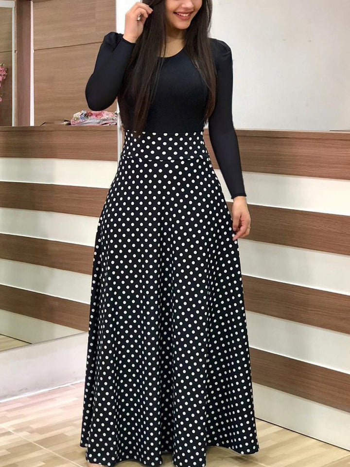 Damen Elegantes Maxikleid mit grafischem Druck und flexiblem Bund Echo Archiv