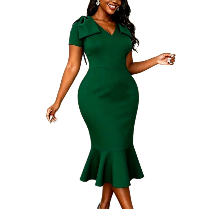 Damen figurbetontes Kleid mit voluminösen Schleifenärmeln Echo Archiv