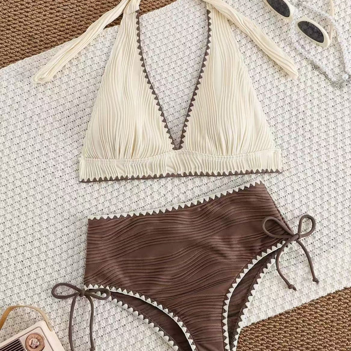 Damen Bikini-Set mit tiefem V-Ausschnitt und hoch taillierter Hose Echo Archiv
