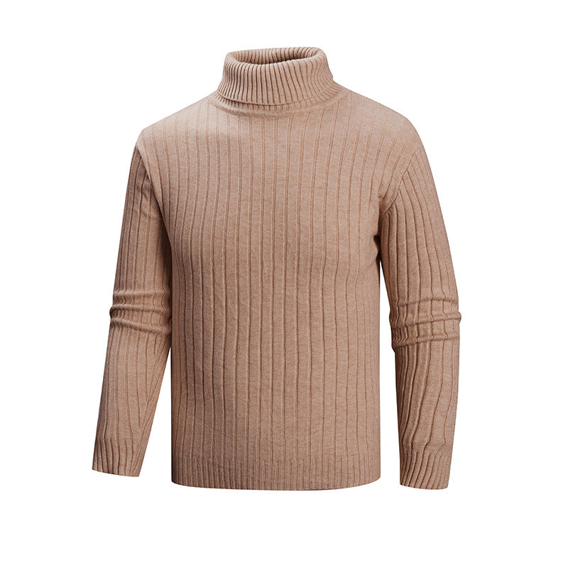 Herren eleganter Pullover mit hohem Kragen und feiner Rippenstruktur Echoarchiv