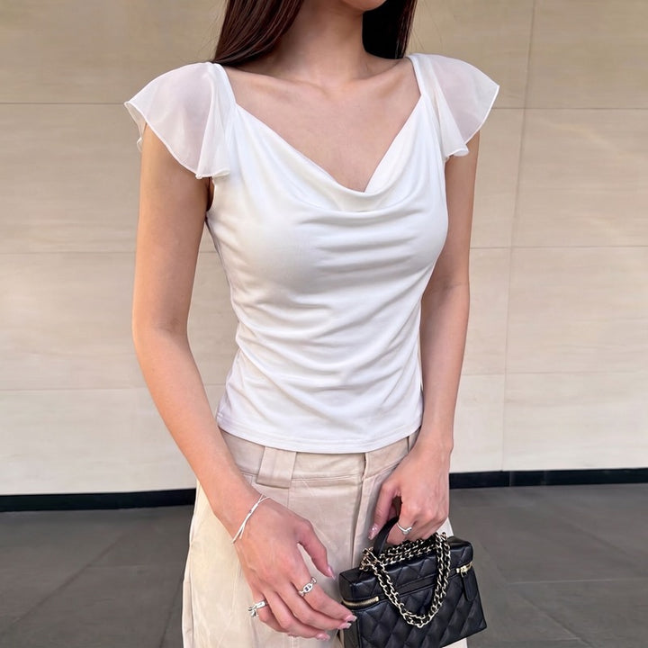 Damen Elegantes Top mit fließendem Chiffon-Detail Echo Archiv