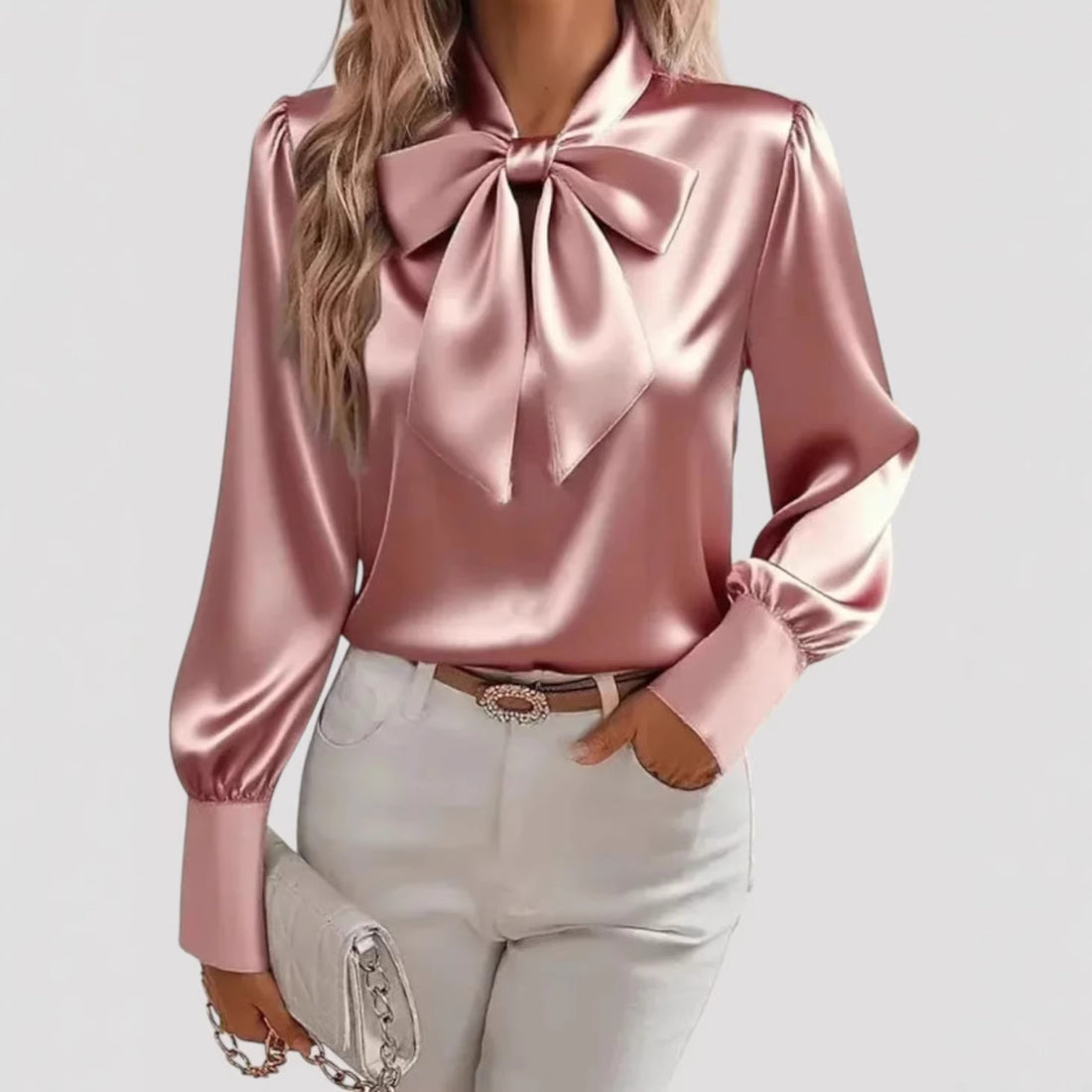 Damen elegante Bluse mit Schleifenkragen – Élovi