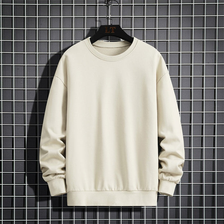 Herren Schlichtes Oversize Rundhals‑Sweatshirt aus schwerer Baumwollmischung mit gerippten Bündchen Echoarchiv