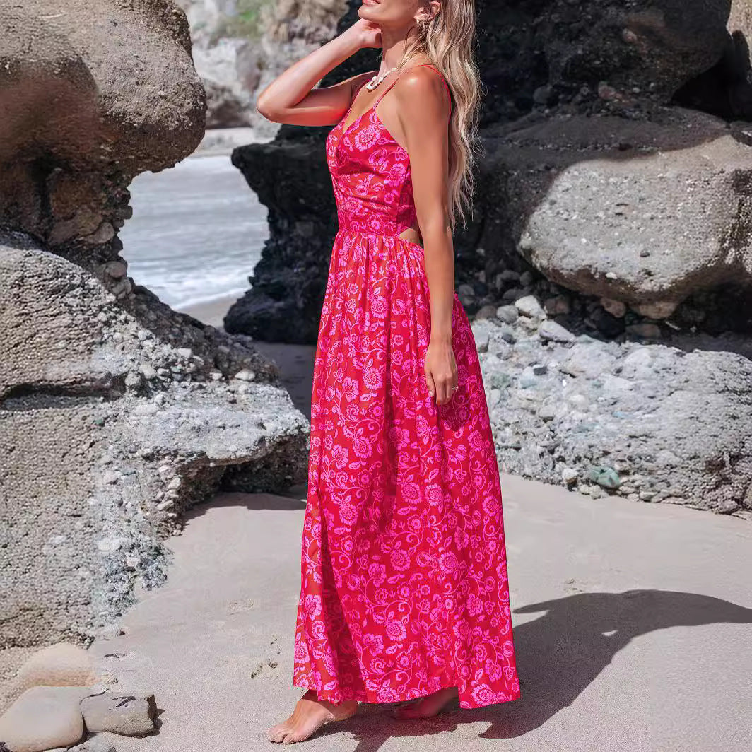 Damen Maxikleid mit raffiniertem Knotendesign und floralem Muster Echo Archiv