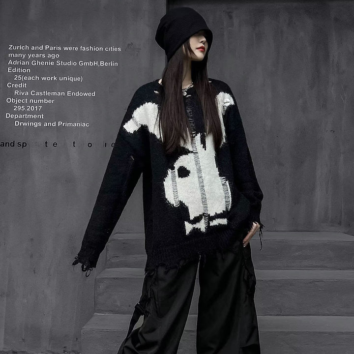 Damen Modischer Strickpullover mit einzigartigem Motiv Echoarchiv