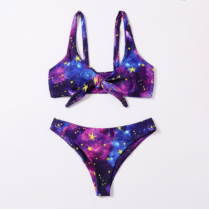 Damen Bikini-Set mit verspieltem Knoten-Design und galaktischem Muster Echo Archiv