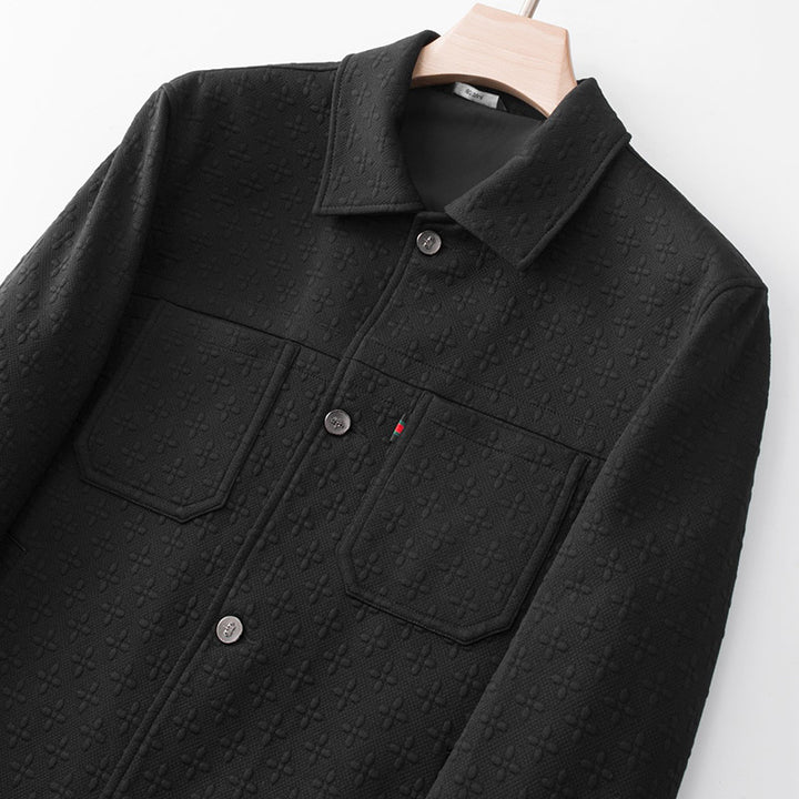Herren Strukturierte Overshirt-Jacke mit Hemdkragen und aufgesetzten Brusttaschen – Taviero
