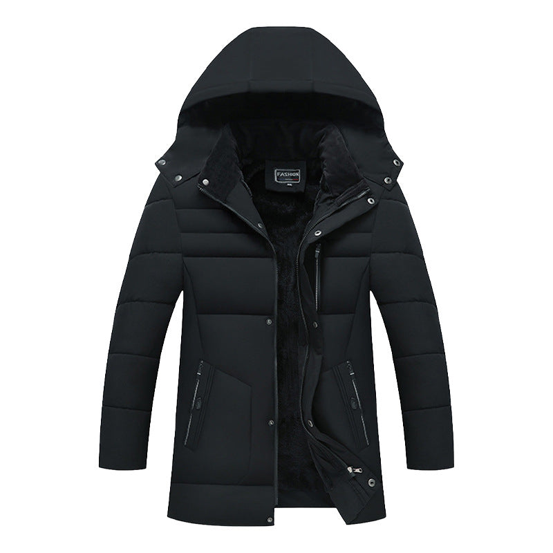 Herren Wattierte Parka-Jacke mit Kapuze, Teddyfutter & winddichter Isolierung Echoarchiv