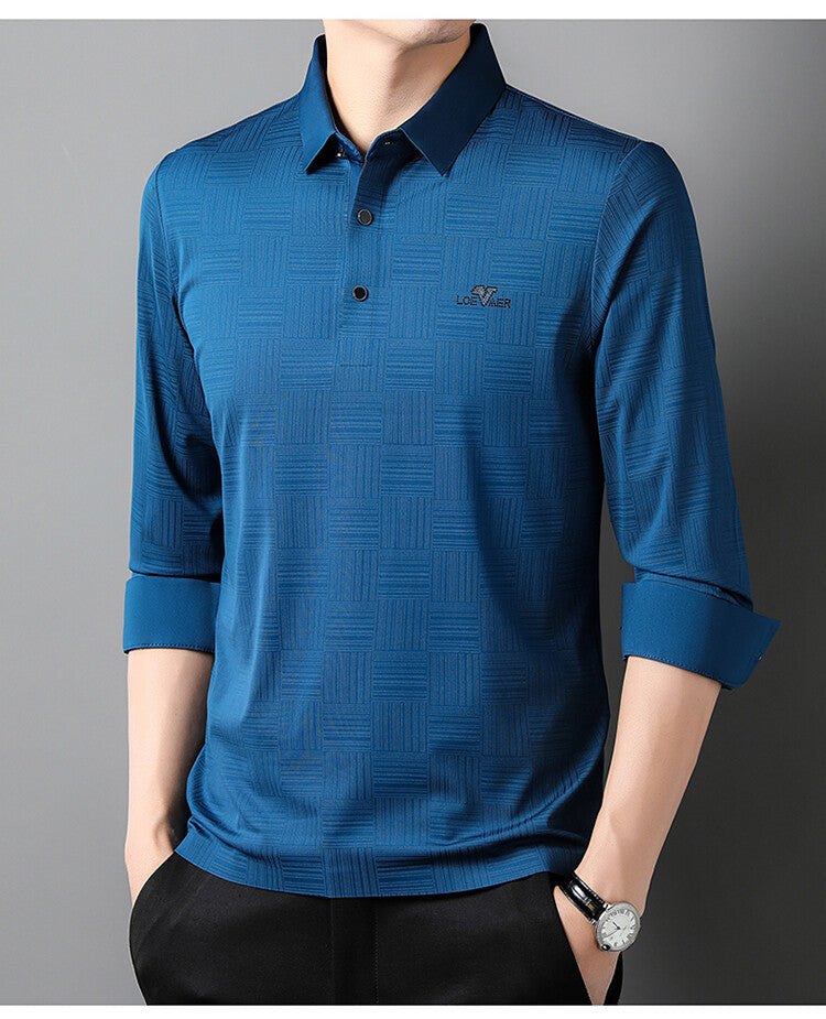 Herren modisches Langarm Poloshirt mit strukturiertem Design Echoarchiv