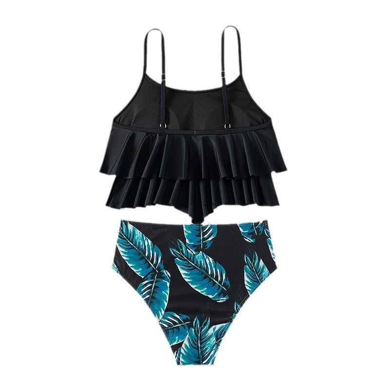 Damen Bikini-Set mit elegantem Volant-Oberteil und hochgeschnittenem Unterteil Echo Archiv
