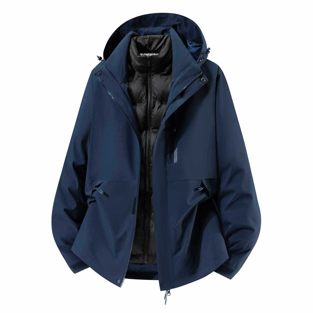 Herren Wasserfeste dreiteilige Winterjacke mit abnehmbarer Daunen-Innenjacke und Kapuze Echo Archiv