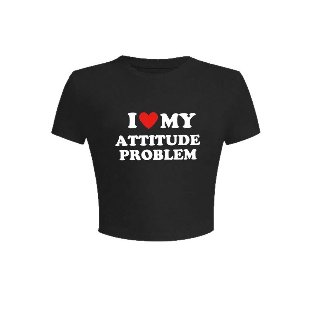 Damen Crop-T-Shirt mit humorvollem Spruch und figurbetontem Schnitt Echo Archiv