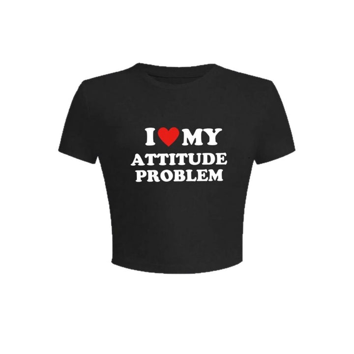 Damen Crop-T-Shirt mit humorvollem Spruch und figurbetontem Schnitt Echo Archiv