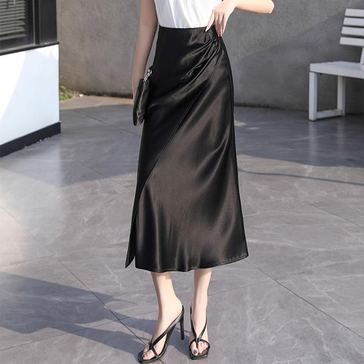 Damen Eleganter Satin-Midi-Rock Echoarchiv