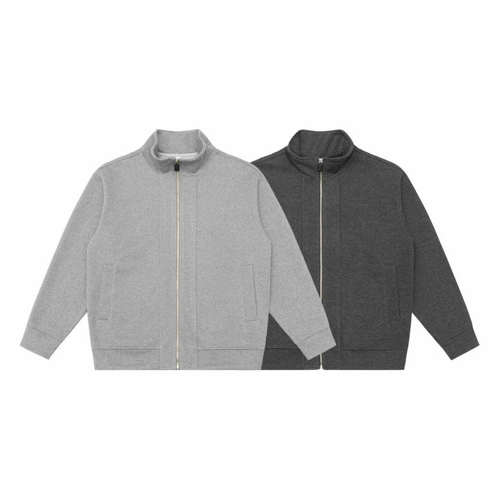 Unisex Leichte Stehkragen‑Jacke aus Fischgrät‑Struktur mit durchgehendem Reißverschluss Echoarchiv
