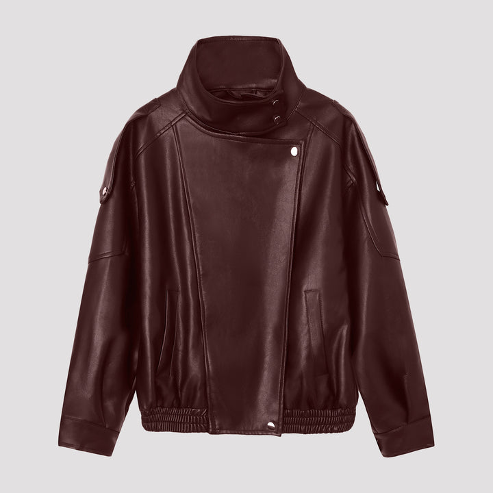 Damen Modische Lederjacke mit Stehkragen Echo Archiv