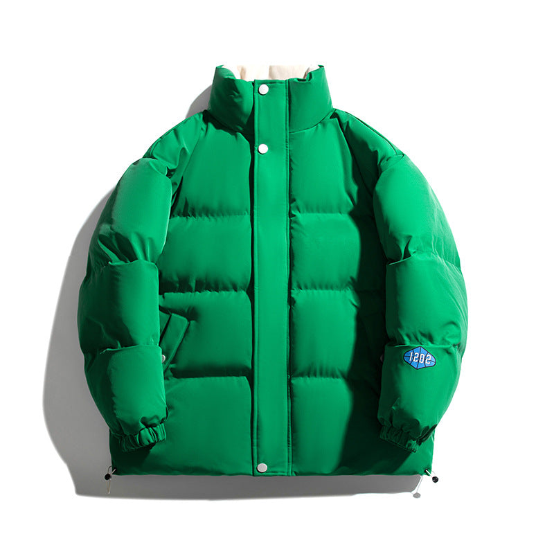 Unisex Kapuzenlose wattierte Steppjacke mit hohem Stehkragen, Thermoisolierung und Kordelzugsaum Echo Archiv