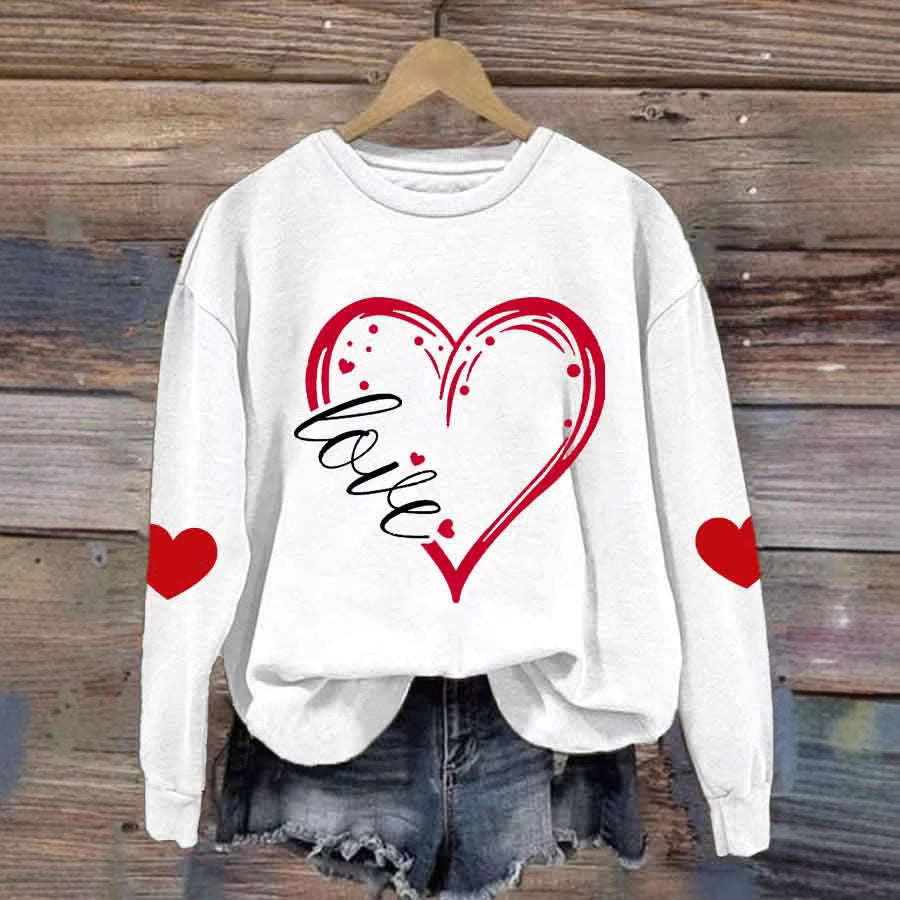 Damen Gemütlicher Pullover mit Herzmotiv Echoarchiv