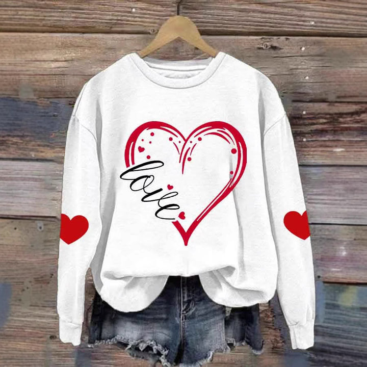 Damen Gemütlicher Pullover mit Herzmotiv Echoarchiv