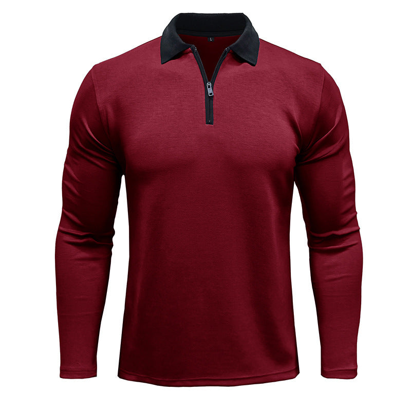 Herren Sportliches Langarm-Polo mit Stehkragen und funktionalem Reißverschluss Echoarchiv