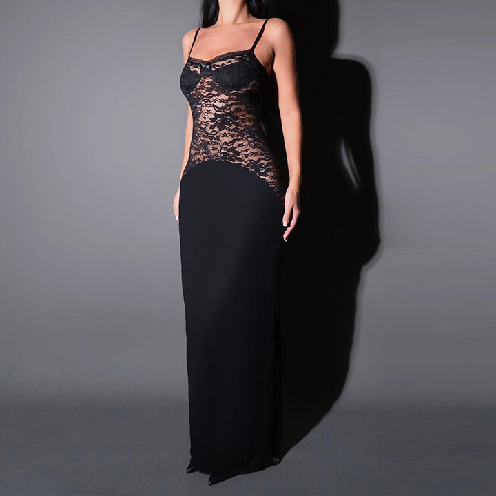 Damen elegantes Spitzenkleid mit figurbetontem Unterteil und verführerischem Oberteil Echo Archiv