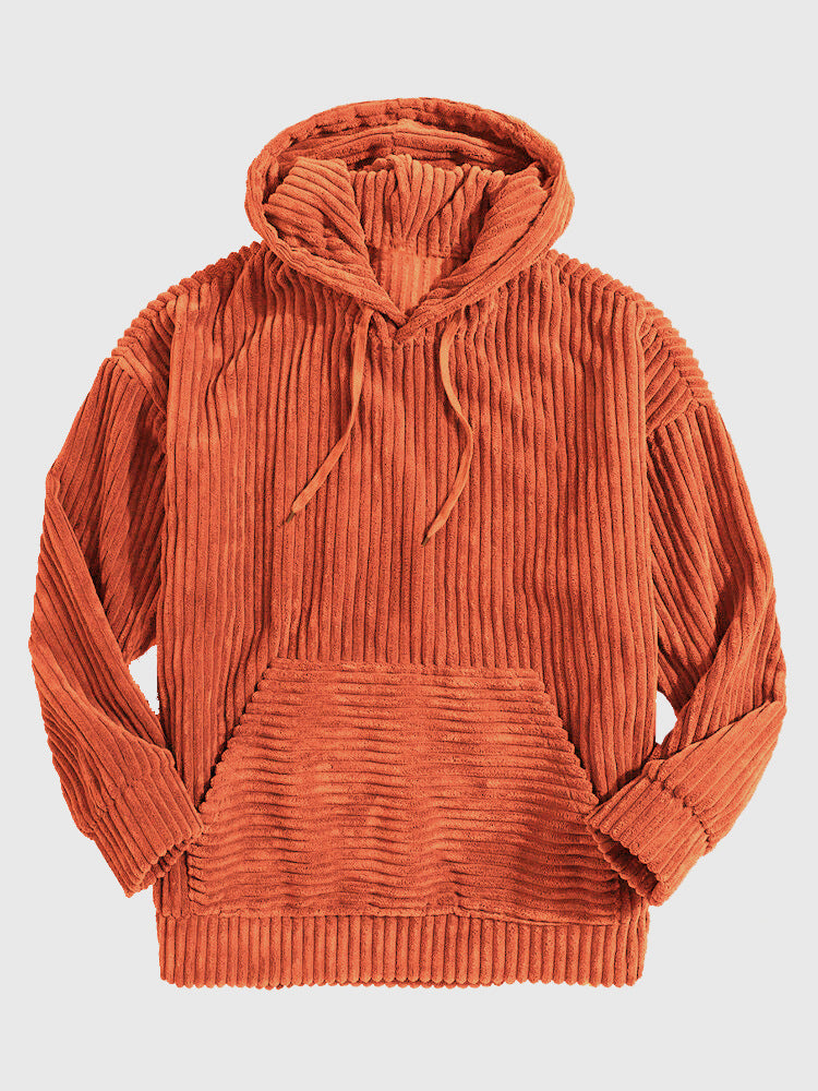 Unisex nan gerippter Samt-Hoodie mit Kapuze und Kängurutasche Echo Archiv