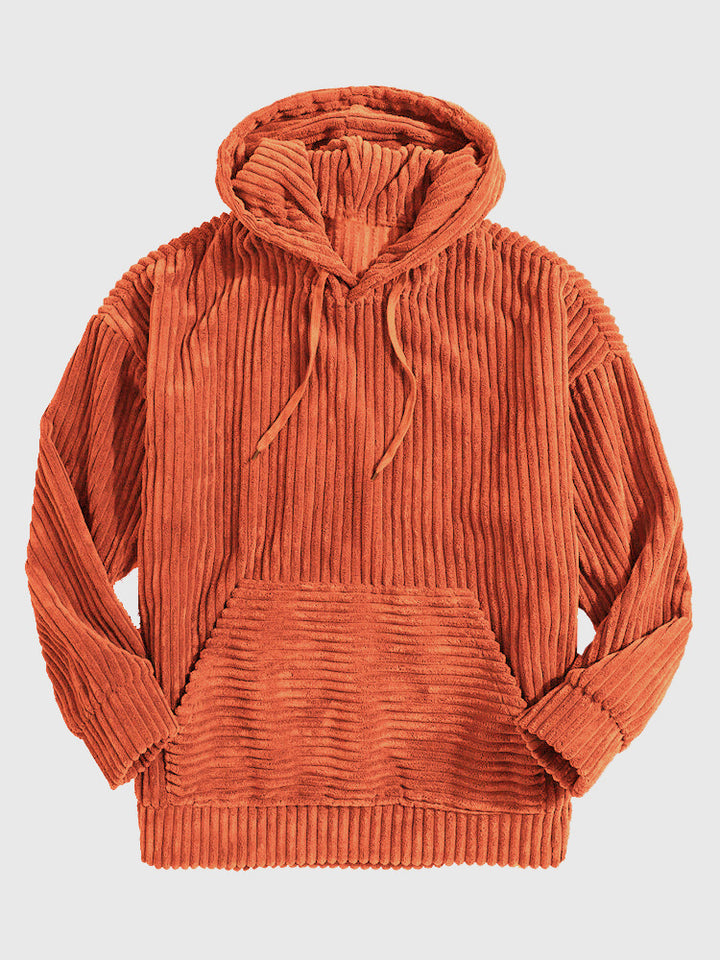 Unisex nan gerippter Samt-Hoodie mit Kapuze und Kängurutasche Echo Archiv