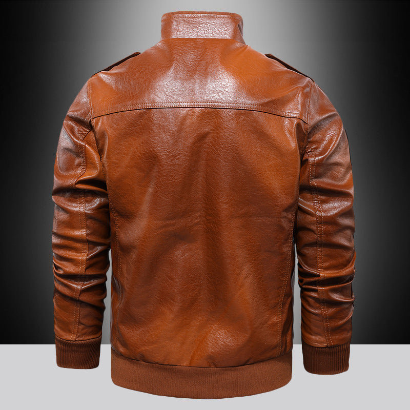 Herren Urbaner Pilot‑Lederblouson im Military‑Look mit Stehkragen und Schulterklappen Echo Archiv