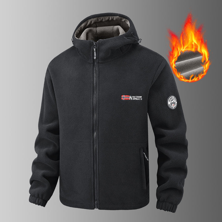 Herren Warming Fleece Hoodie Jacke mit thermischem Futter, Reißverschlusstaschen und elastischen Bündchen – Cavarno