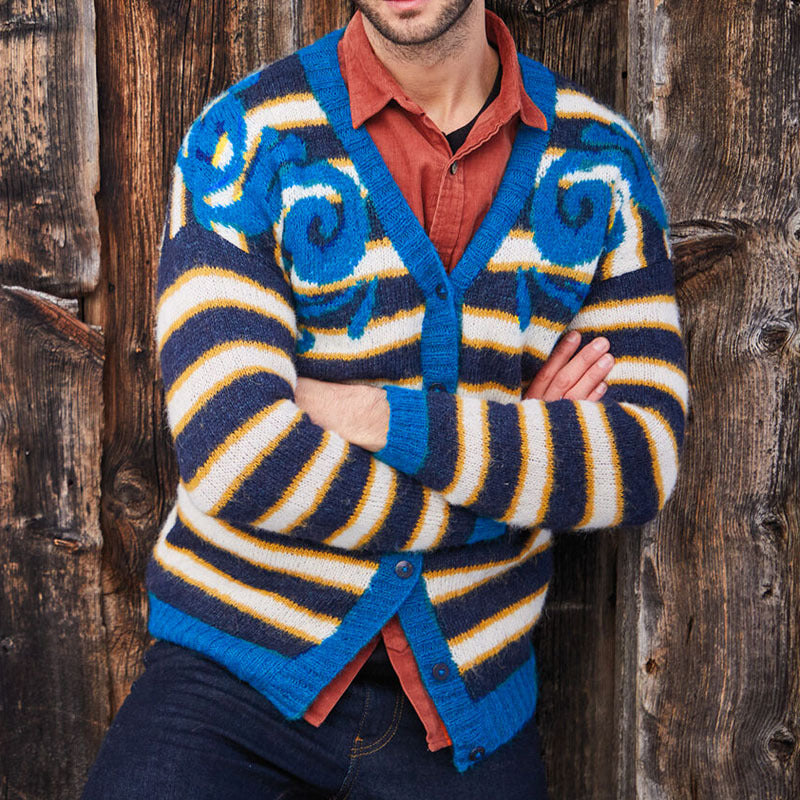 Herren gemusterter Strickpullover mit kreativem Design Echoarchiv