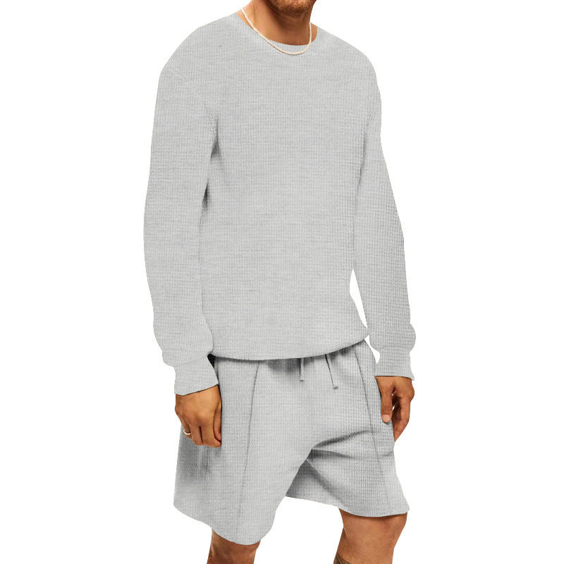 Herren lässiges Sweatshirt- und Shorts-Set mit strukturiertem Design Echoarchiv