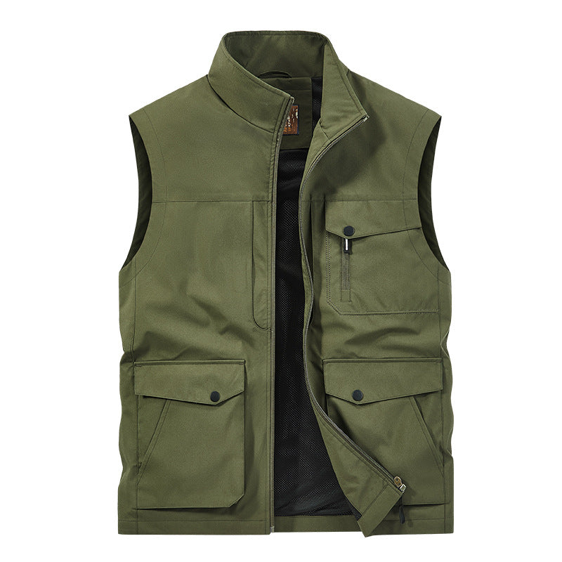 Herren Outdoor-Utilityweste mit Multitaschen, Reißverschluss und Meshfutter Echoarchiv