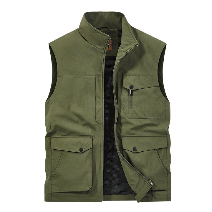 Herren Outdoor-Utilityweste mit Multitaschen, Reißverschluss und Meshfutter Echoarchiv