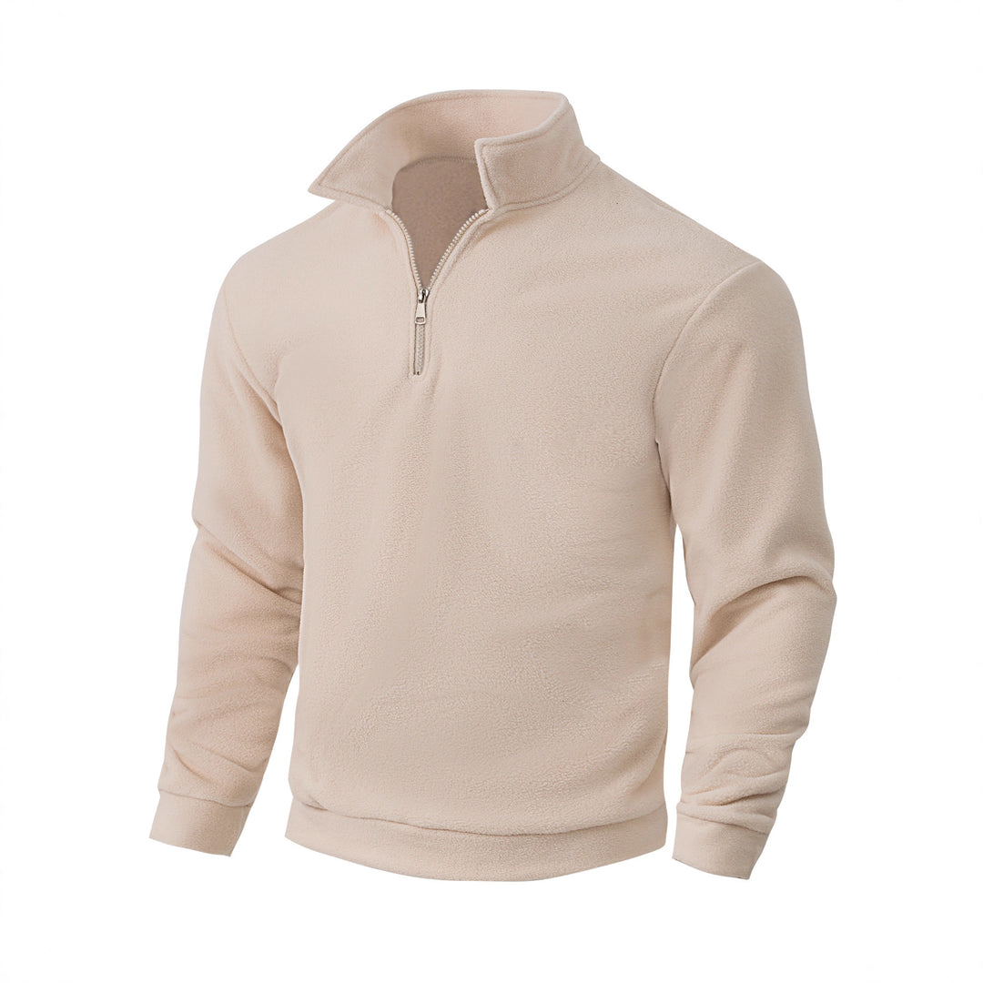 Herren Fleece-Halbzip-Pullover mit Stehkragen, weichem Teddy-Fleece und elastischen Bündchen – Cavarno