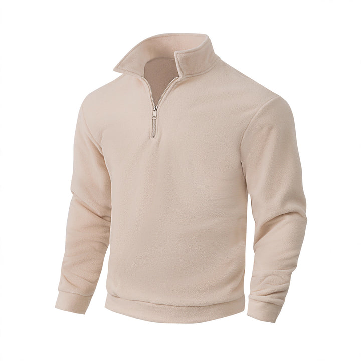 Herren Fleece-Halbzip-Pullover mit Stehkragen, weichem Teddy-Fleece und elastischen Bündchen – Cavarno